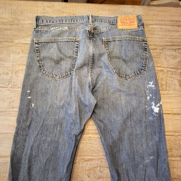Levi's 505 Jeans 35x29 Regular Fit Straight Distressed Destroyed Paint Splatter - Picture 11 of 13